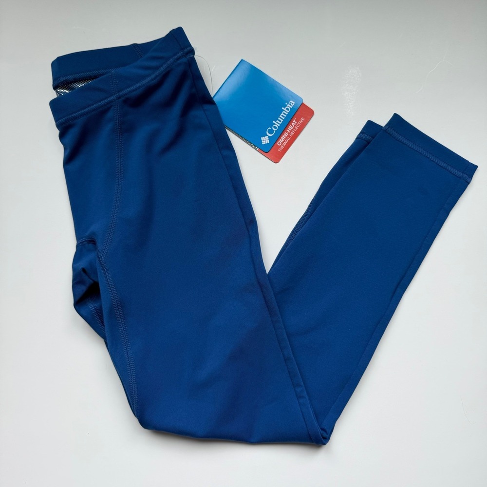 NWT Columbia Base Layer Pant Kids Sz S Omni-Heat Midweight Tights NEW Blue